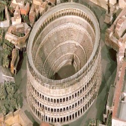 Art showcasing what the Colosseum may have looked like